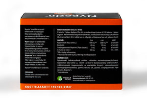 Nypozin Nypon 140 tabletter – baksida med innehållsinformation