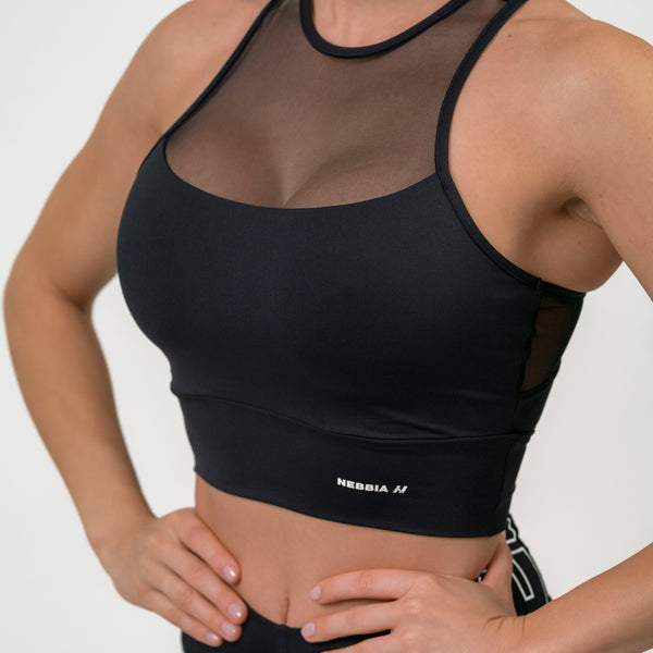 NEBBIA FIT Active Padded Sports Bra Black – närbild av sport-bh framifrån