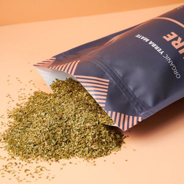 Matetea Pure Yerba Mate 180 g – i lös form framför förpackning