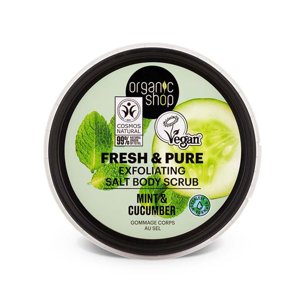 Organic Shop Exfoliating Salt Body Scrub Mint & Cucumber 250 – Fresh & Pure Exfoliating Salt Body Scrub Mint Cucumber i burk
