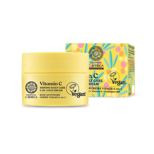 Natura Siberica Oblepikha C-Berrica Shining Daily Care 2-in-1 Face Cream 50 ml – med burk och förpackning