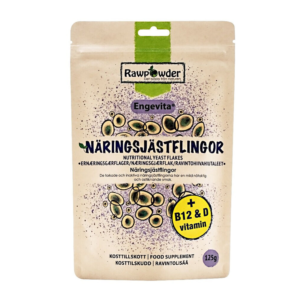 Rawpowder Näringsjästflingor Engevita med B12 & D 125 g