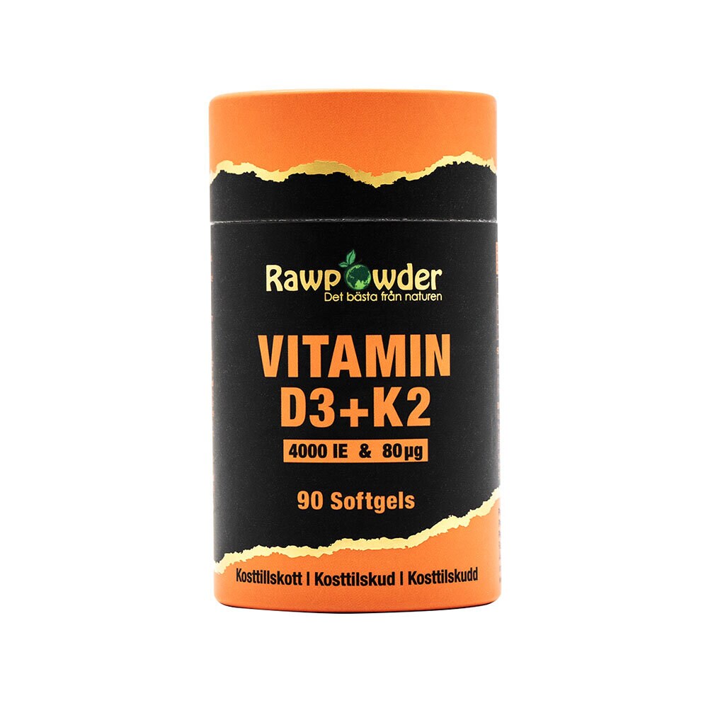 Rawpowder Vitamin D3 4000 IE + K2 80 μg 90 kapslar