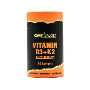 Rawpowder Vitamin D3 4000 IE + K2 80 μg 90 kapslar