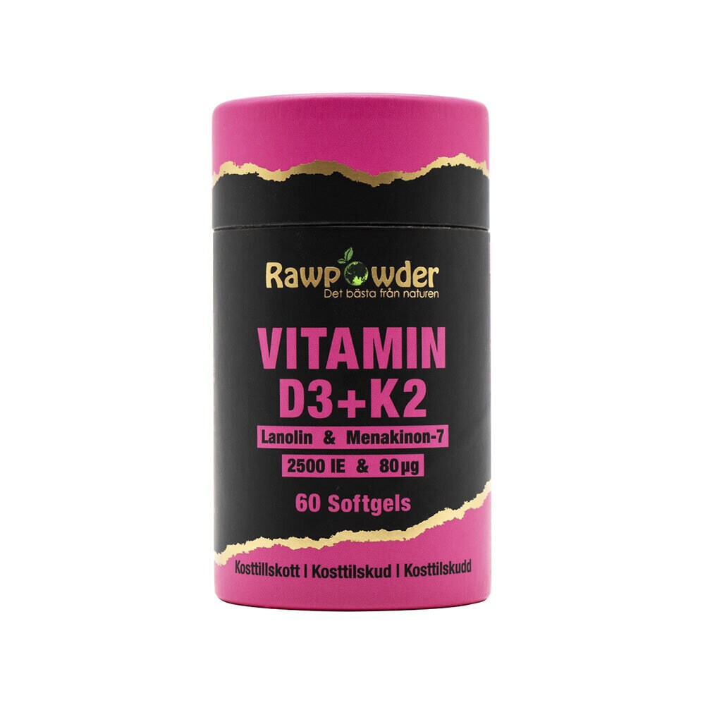 Rawpowder Vitamin D3 2500 IE + K2 80 μg 60 softgels