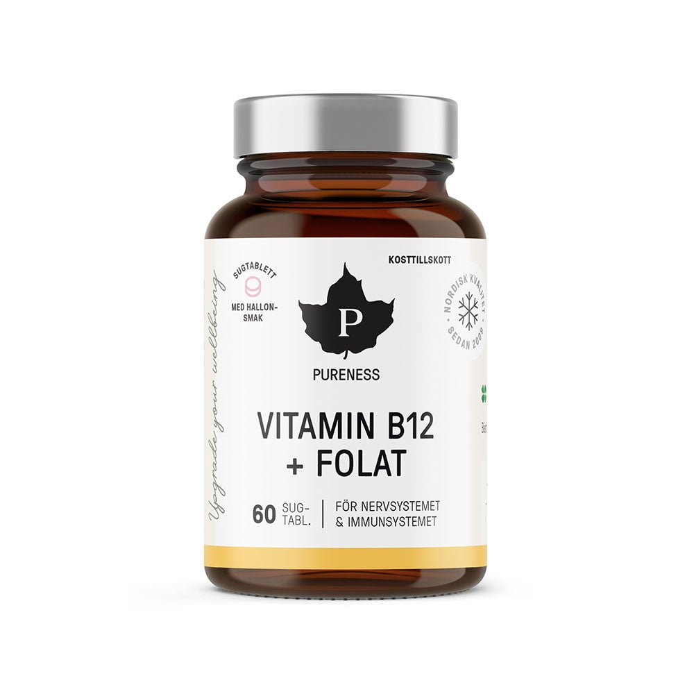 Pureness Vitamin B12 + Folat Hallon 60 sugtabletter