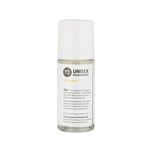 True Organic Naturlig Deodorant Undercover Agent Lemongrass 50 ml – baksida med ingredienser