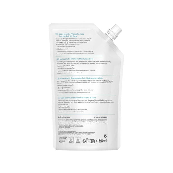 Lavera Basis Sensitive Shampoo Refill 500 ml – baksida av påsen