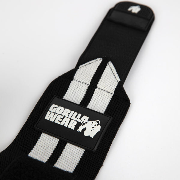 Gorilla Wear Elbow Wraps Black/White 1,5 m – armbågslinda utsträckt