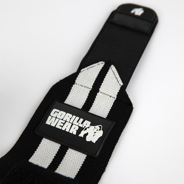 Gorilla Wear Elbow Wraps Black/White 1,8 m – armbågslinda utsträckt
