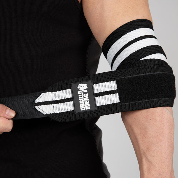 Gorilla Wear Elbow Wraps Black/White 1,5 m – armbågslinda som spänns