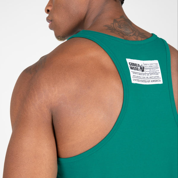 Gorilla Wear Classic Tank Top Teal Green – närbild av ryggmärke