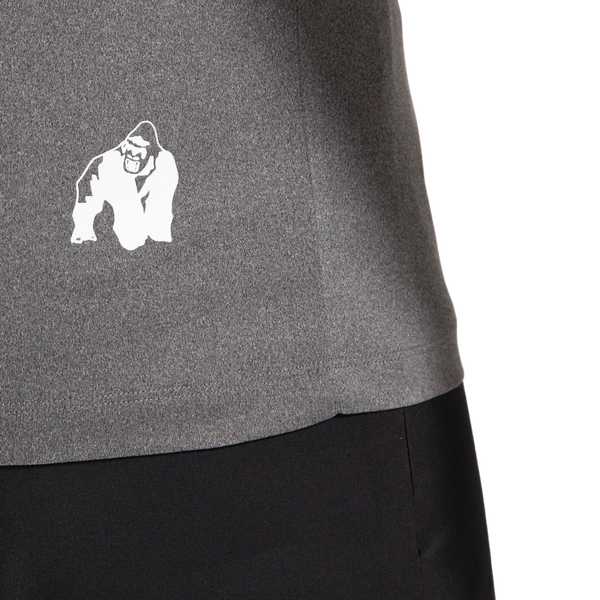 Gorilla Wear Classic Training T-Shirt Grey Melange – närbild av sidologotyp
