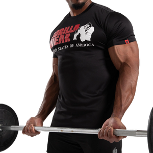 Gorilla Wear Classic Training T-Shirt Black – i användning med skivstång