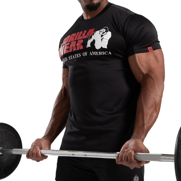 Gorilla Wear Classic Training T-Shirt Black – i användning med skivstång