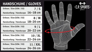 C.P. Sports Iron Glove Black – storleksguide