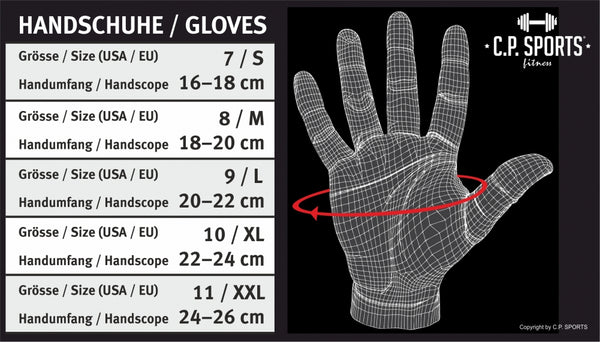 C.P. Sports Iron Glove Black – storleksguide