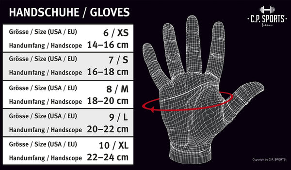 C.P. Sports Lady Fitness Glove Black/Grey – storleksguide