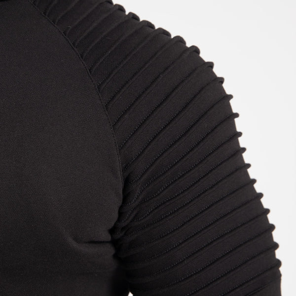 Gorilla Wear Georgia Zipped Hoodie Black – närbild av ribbad ärm