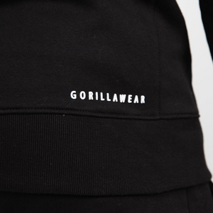 Gorilla Wear Leon Zipped Hoodie Black – närbild av nederkant och logotyp