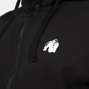 Gorilla Wear Leon Zipped Hoodie Black – närbild av bröstlogotyp