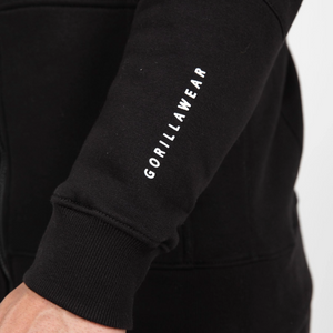 Gorilla Wear Leon Zipped Hoodie Black – närbild av ärmtryck