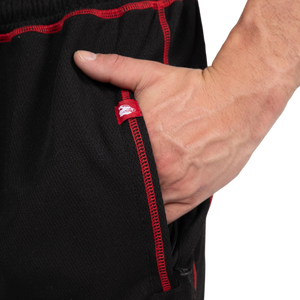 Gorilla Wear Marlow Mesh Pants Black/Red – närbild av ficka och dragkedja