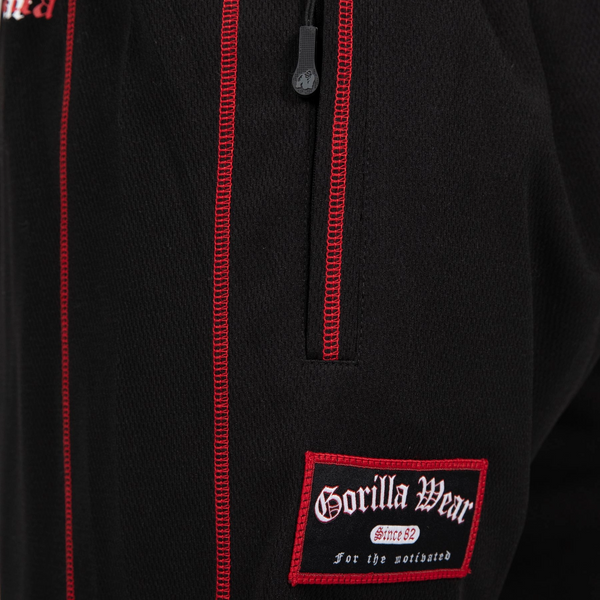 Gorilla Wear Marlow Mesh Pants Black/Red – närbild av ficka och märke