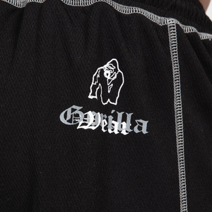Gorilla Wear Marlow Mesh Pants Black/Grey – närbild av benlogotyp