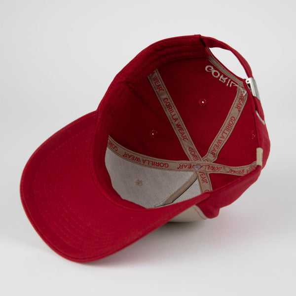 Gorilla Wear Buckley Cap Red/Beige – keps sedd från insidan