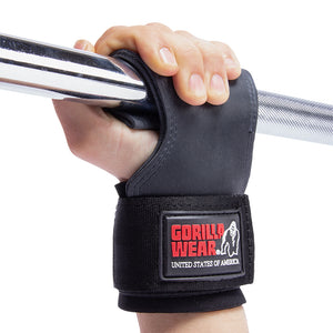 Gorilla Wear Lifting Grips Black – lifting grip i användning med skivstång