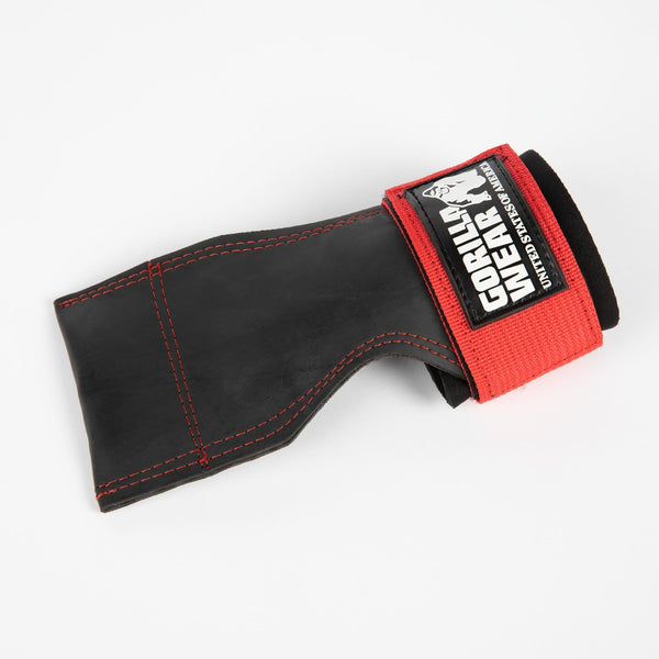 Gorilla Wear Lifting Grips Black/Red – lifting grip framifrån