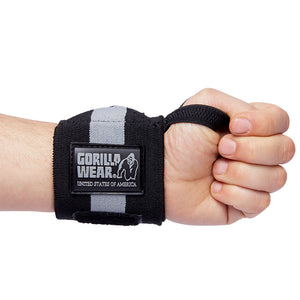Gorilla Wear Wrist Wraps Ultra Black/Grey – wrist wrap på knuten hand