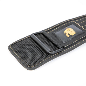 Gorilla Wear 4 Inch Nylon Belt Black/Gold – närbild av spänne och kardborre