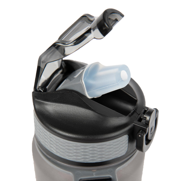 Gorilla Wear Gradient Water Bottle Black/Grey 1000 ml – närbild av drickpip och lock