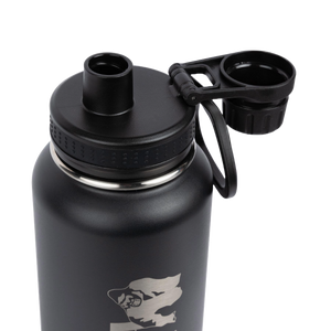 Gorilla Wear Insulated Stainless Steel Water Bottle Black 1000 ml – närbild av vattenflaskans lock