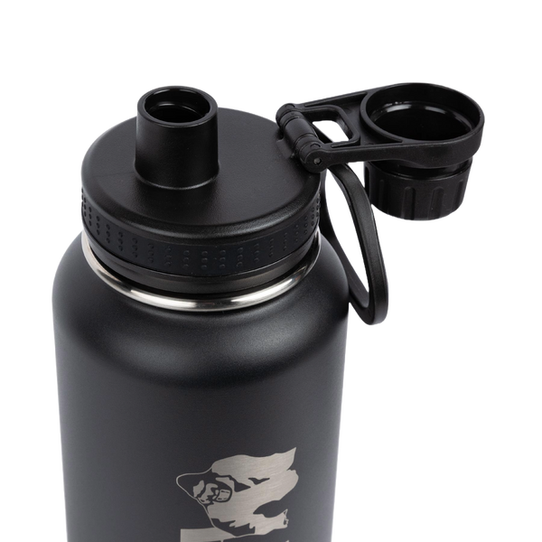 Gorilla Wear Insulated Stainless Steel Water Bottle Black 1000 ml – närbild av vattenflaskans lock