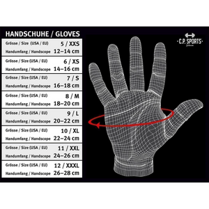 C.P. Sports Classic Mesh Glove black – storleksguide