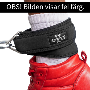 C.P. Sports Wrist & Ankle Strap Premium neon green – i användning runt ankeln med kabel