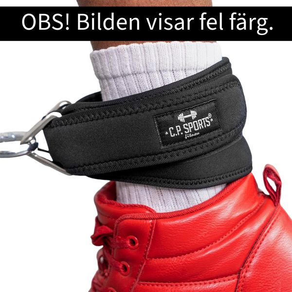 C.P. Sports Wrist & Ankle Strap Premium neon green – i användning runt ankeln med kabel