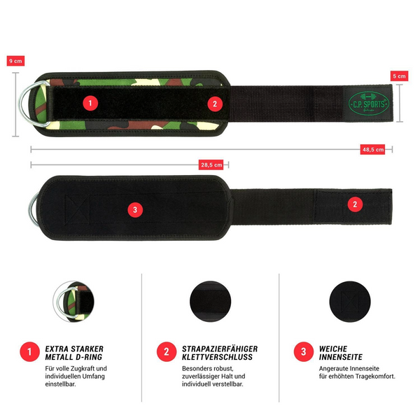C.P. Sports Ankle Straps Premium Green Camo – produktdetaljer och färgöversikt