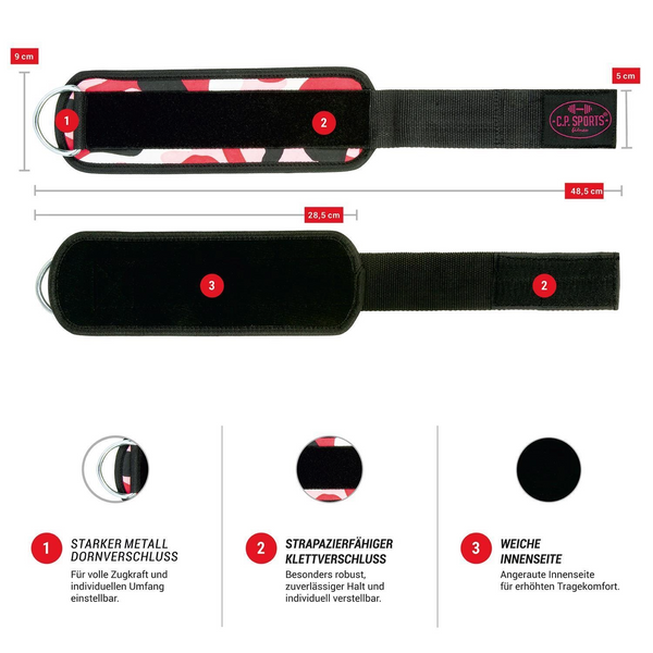 C.P. Sports Ankle Straps Premium Pink Camo – produktdetaljer och färgöversikt