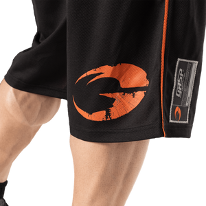 GASP Pro Mesh Shorts Svart – detalj av benslut och logotyp