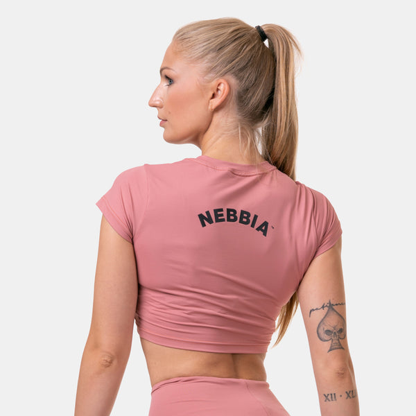 NEBBIA Sporty Crop Top Old Rose – på modell bakifrån