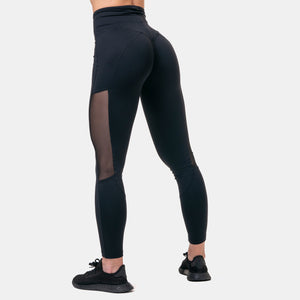 NEBBIA High Waist Mesh Tights Black – på modell bakifrån