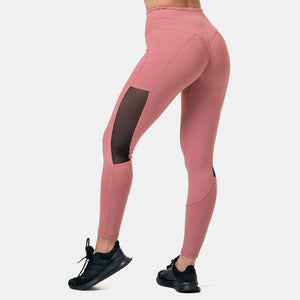 NEBBIA High Waist Mesh Tights old rose – på modell från sidan