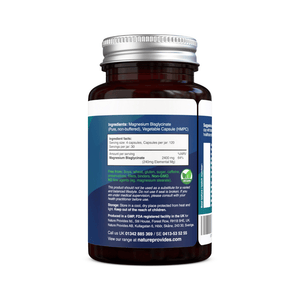 Nature Provides Magnesium Glycinate 120 kapslar – Glycinate-burk med näringsinformation