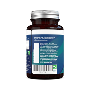 Nature Provides Magnesium Glycinate 120 kapslar – baksida av burken