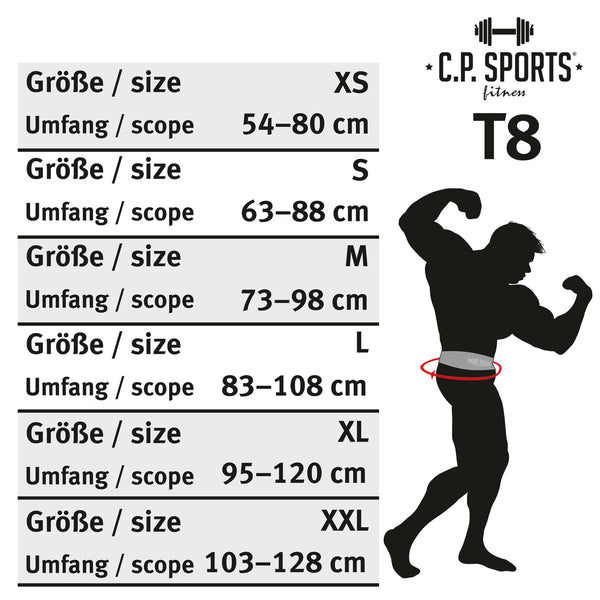 C.P. Sports Powerlifting Belt Black – storleksguide