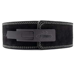 C.P. Sports Powerlifting Lever Belt Black – powerliftingbälte framifrån med låsmekanism